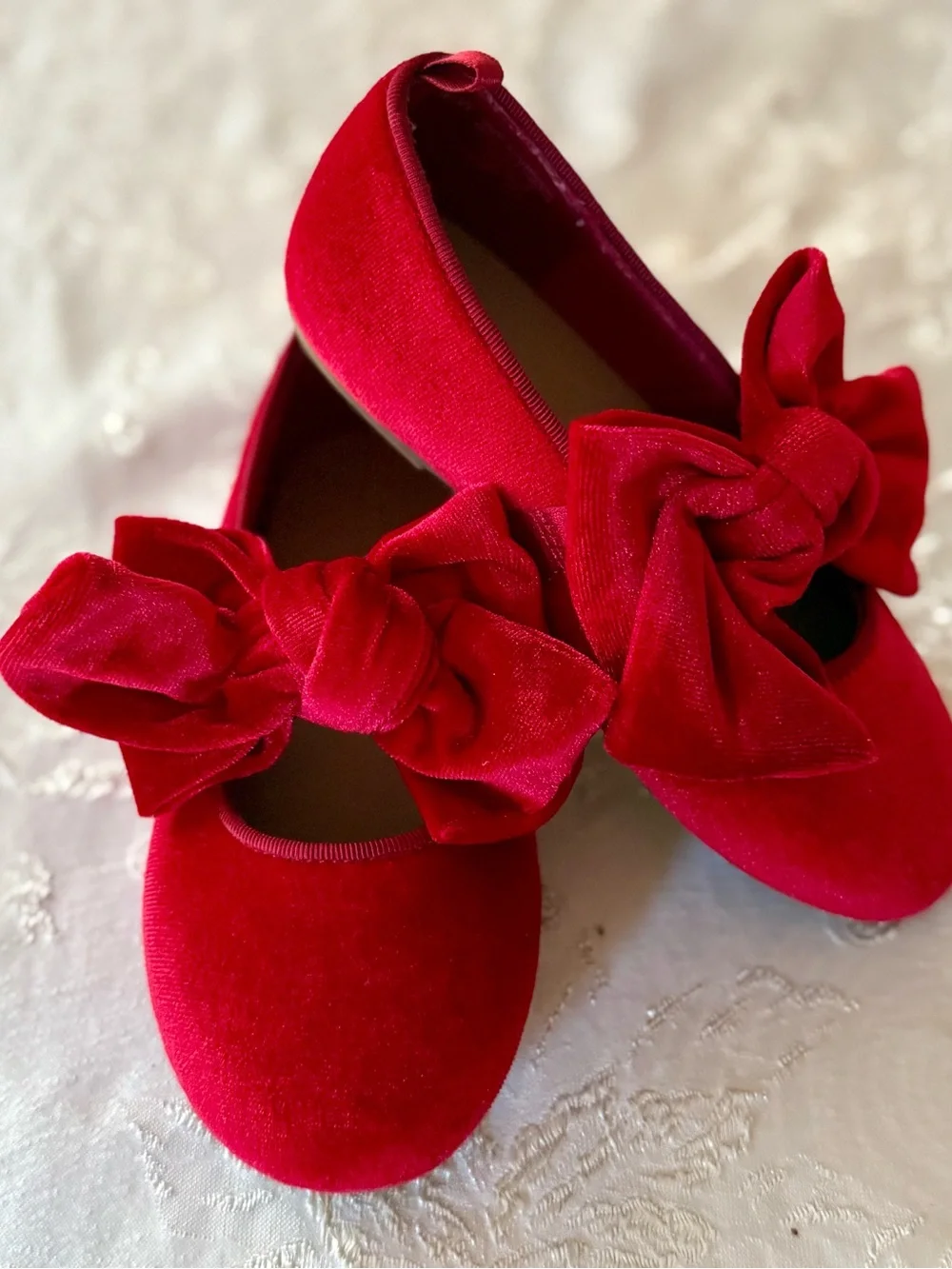 Old Navy Toddler Girls Red Velvet Bow Ballet Flats, Size 9
